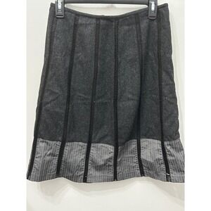 Folio New York Wool Skirt A-Line Gray Black Striped Mini Lined